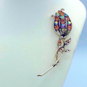 Vintage Tulip Rhinestone Brooch-Jewerly Designer Coro